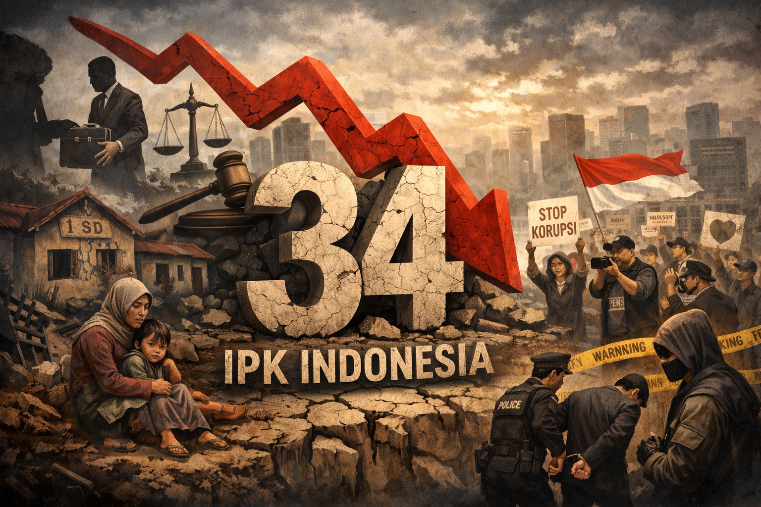 Skor Merah Antikorupsi: Cermin Retak Penegakan Hukum Indonesia